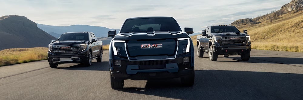 GMC trucks and SUVs on the road for GMC model research